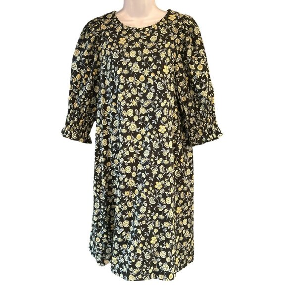NWT Sara Campbell Black Floral Aria Dress Medium Cottagecore Loose Fit Prairie - Picture 1 of 7